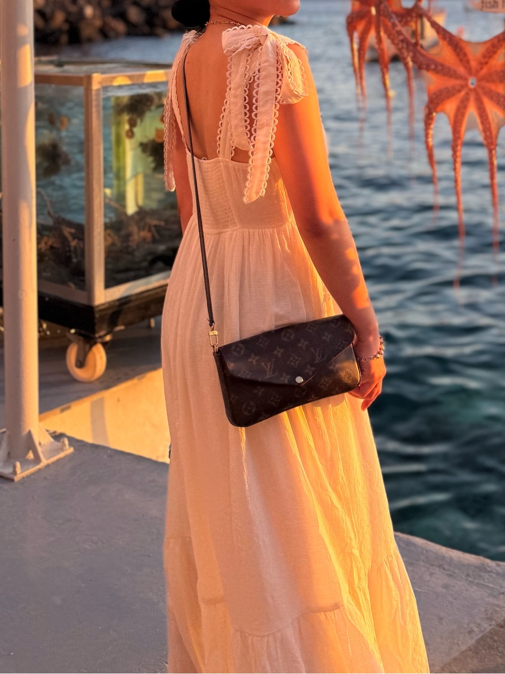 mine Cream Maxi Dress with Tie Straps - Picture 4 of 7